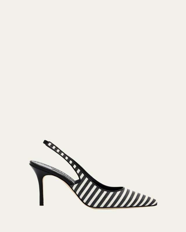 Bicolor Cotton Slingback Pumps